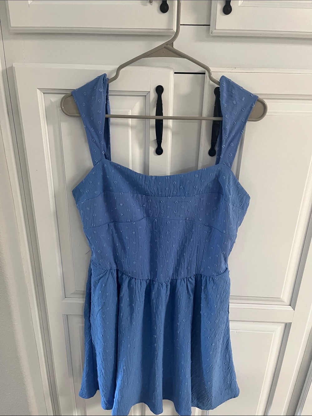 Francesca's Collections Cornflower Blue Textured Dot Mini Dress
